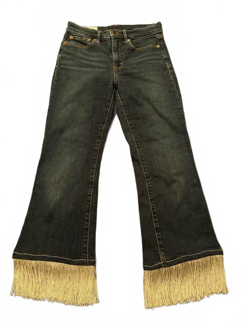 Custom Y2K GAP High-Rise Flare Jeans with Fringe Hem Size 26/2P